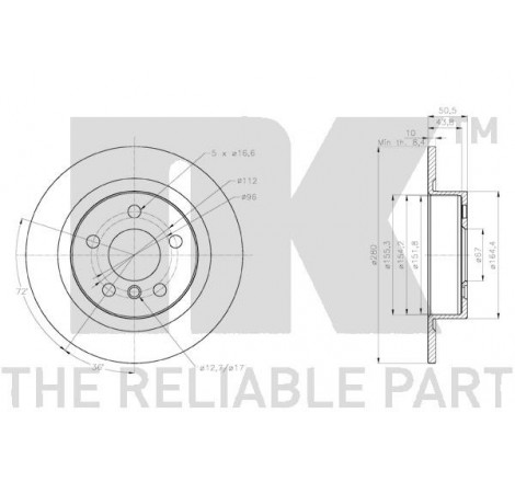 Stabdžių disko NK 3115119 techniniai duomenys
