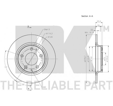 Stabdžių disko NK 313269 techniniai duomenys