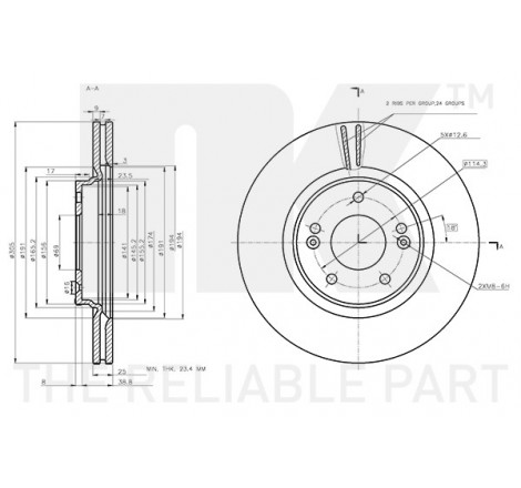 Stabdžių disko NK 313458 techniniai duomenys