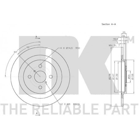 Stabdžių disko NK 3145111 techniniai duomenys