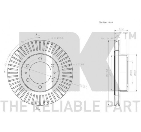 Stabdžių disko NK 3145145 techniniai duomenys