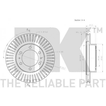 Stabdžių disko NK 3145145 techniniai duomenys