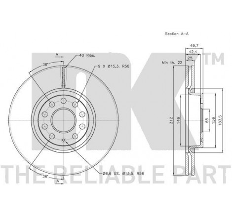 Stabdžių disko NK 3147115 techniniai duomenys
