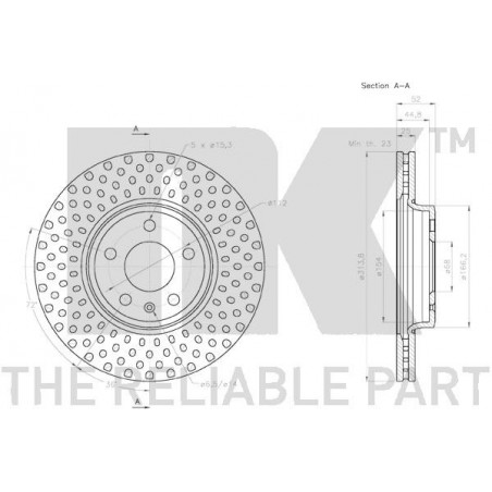 Stabdžių disko NK 3147132 techniniai duomenys