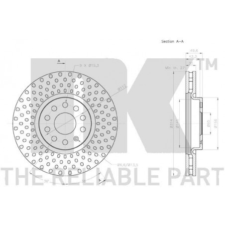 Stabdžių disko NK 3147146 techniniai duomenys