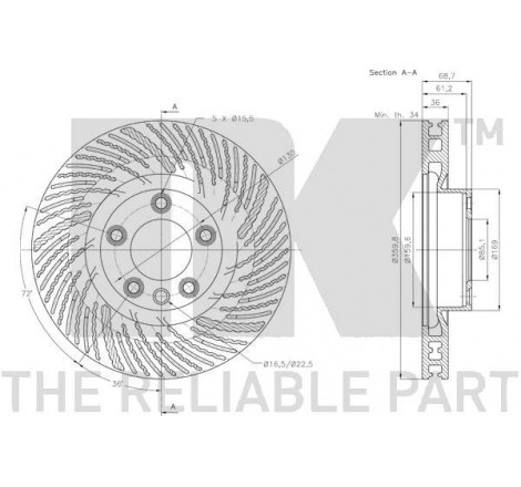 Stabdžių disko NK 3147152 techniniai duomenys
