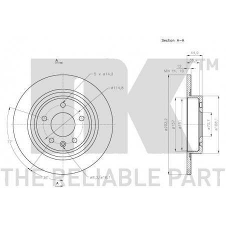 Stabdžių disko NK 315016 techniniai duomenys