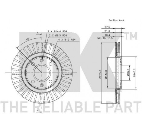 Stabdžių disko NK 319915 techniniai duomenys