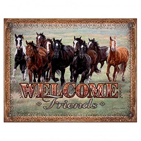 Sienų dekoravimo ženklas Welcome Friends - Horses
