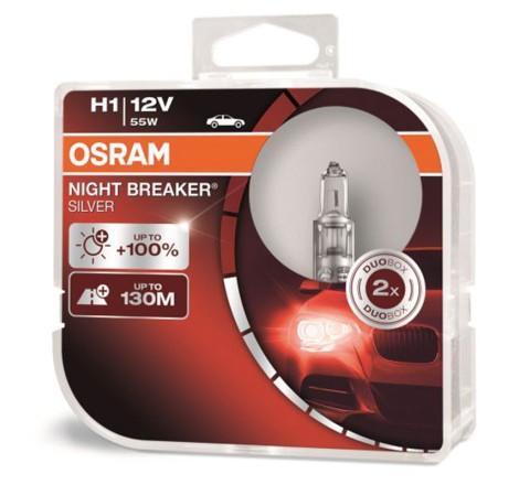 Osram lempučių komplektas H1 55W 12V Night Braker Silver