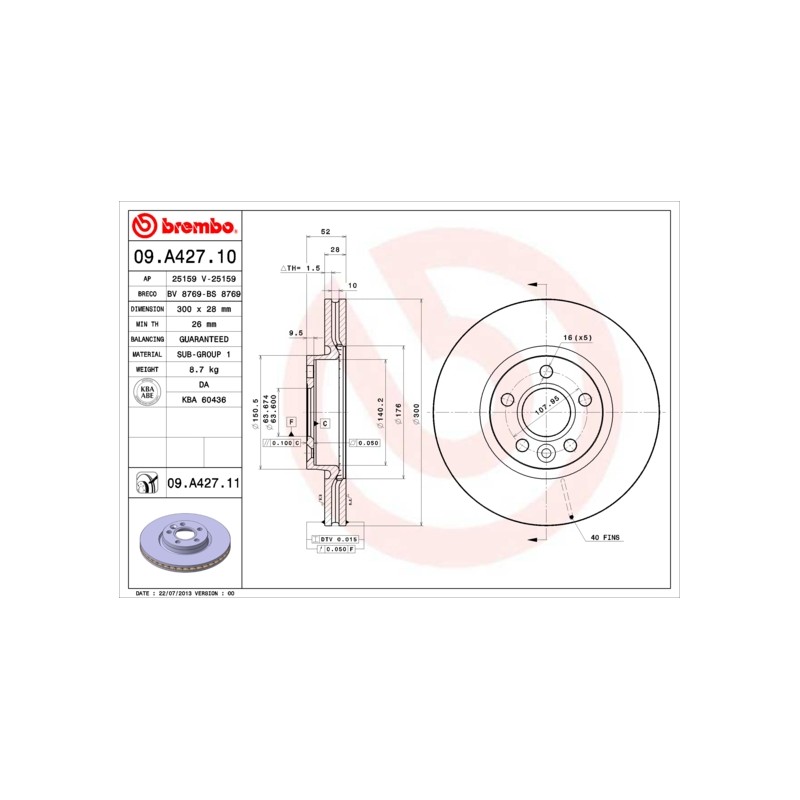 Brake disk Brembo 09.A427.11