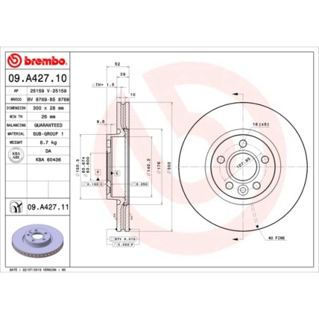 Brake disk Brembo 09.A427.11