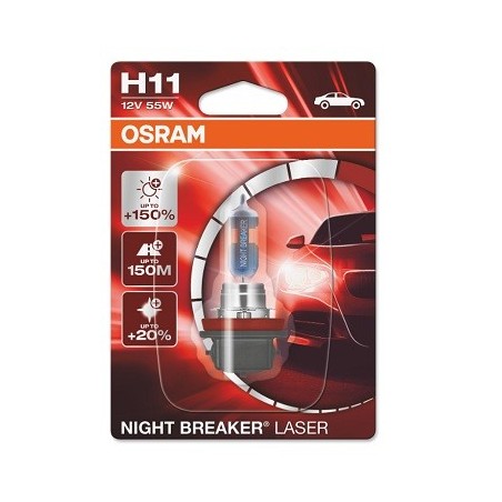 Osram lemputė H11 55W 12V Night Breaker Laser +150%