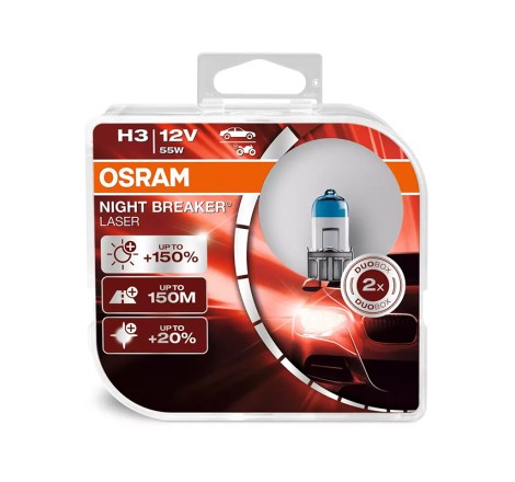 Osram lempučių komplektas H3 55W 12V Night Breaker Laser +150%