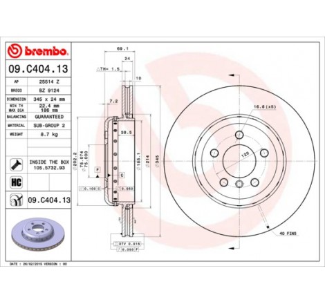 Brake disk Brembo 09.C404.13